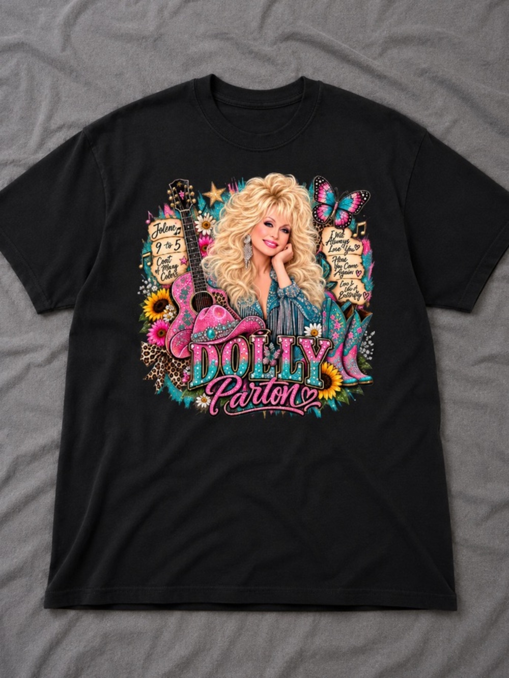 Queen Dolly Parton Memorial Black Two Sided T-Shirt